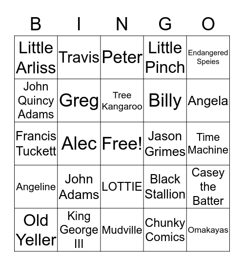 End of the Year Literature Bingo Card