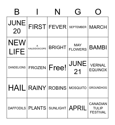 SPRING BINGO Card