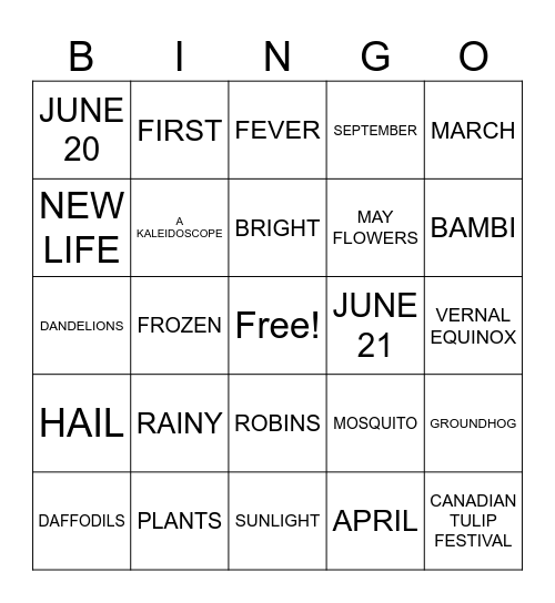 SPRING BINGO Card