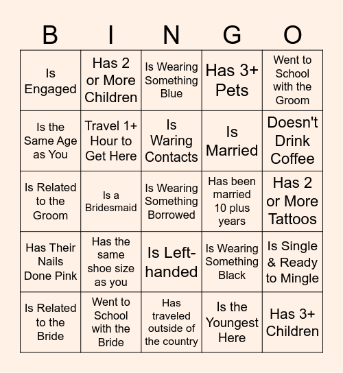 Find the Guest Bingo Card