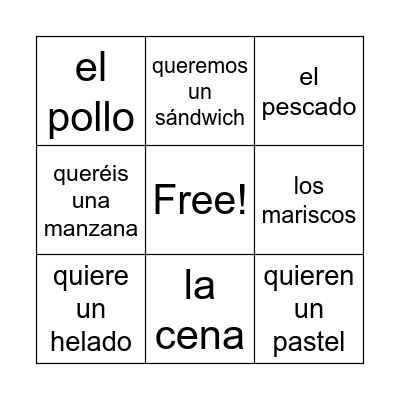 Querer Bingo Card