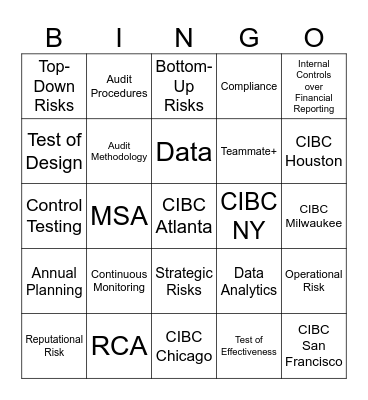 Audit Bingo Game #1 Bingo Card