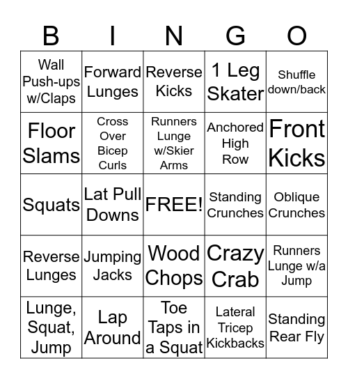 Stroller Bingo Card