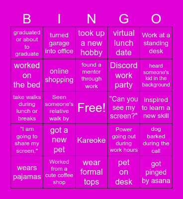 Loving Virtual Jobs! Bingo Card