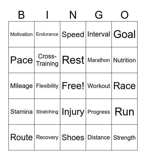 Running Bingo Card