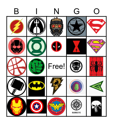 Super Heros Bingo Card