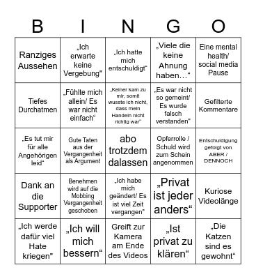 Annitheduck statement video bingo Card