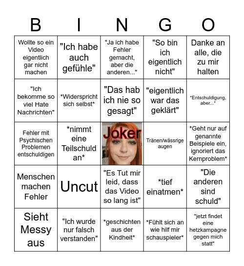 Anni Bullshit Bingo Card