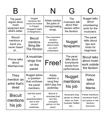 Nugget Music Panel Bingo Card