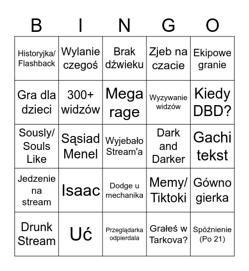 Piekielne Bingo Card