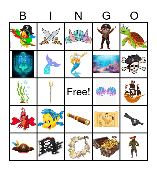 Pirates and Mermaids Bingo Card