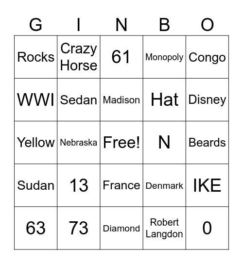 Whiskey Lou,s / Late Nite Trivia Bingo Card