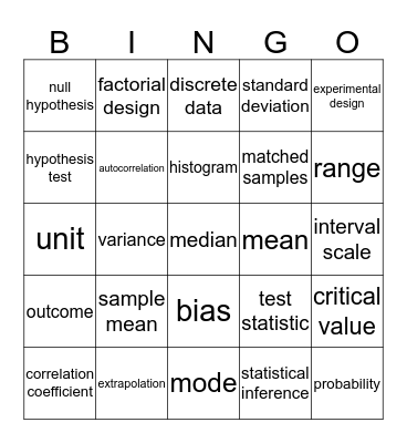 Statistics Bingo -  Hazure 7th Grade Math Bingo Card