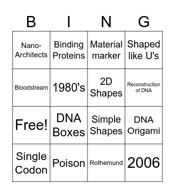 DNA Nanotech Bingo Card