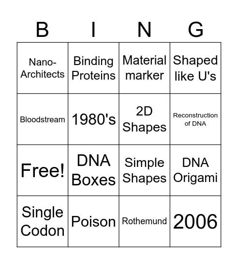 DNA Nanotech Bingo Card
