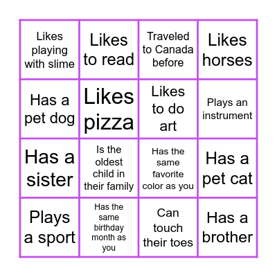 Find someone who... Bingo Card