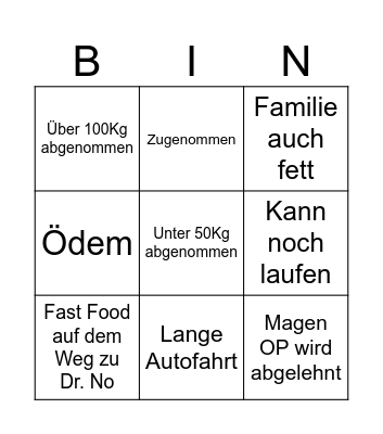 Mein Leben mit 300Kg Bingo Card