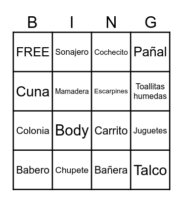 Baby Shower Bingo Card