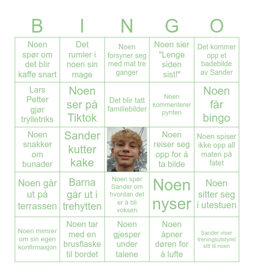 Konfirmasjonsbingo Card