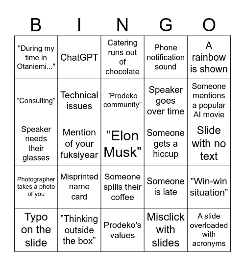 💥SEMINAR BINGO💥 Bingo Card