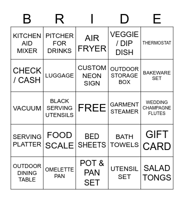 GIFT BINGO Card