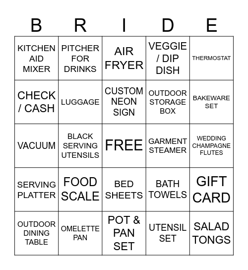 GIFT BINGO Card