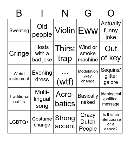 Korvfisk ESC - SF2 - 2024 bingo Card