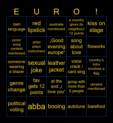 EURO BINGO Card