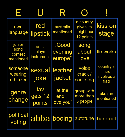 EURO BINGO Card