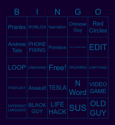 YOUTUBE SHORTS Bingo Card