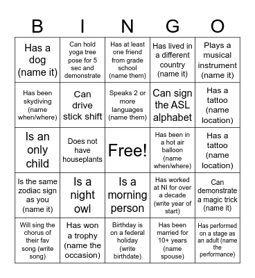NI Team Retreat 2024 Bingo Card