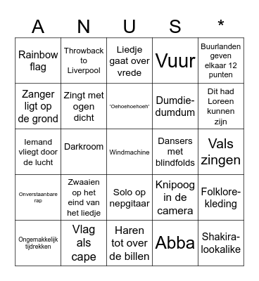 Niet je moeder maar Europapa-bingo Card