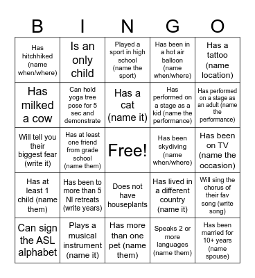 NI Team Retreat 2024 Bingo Card