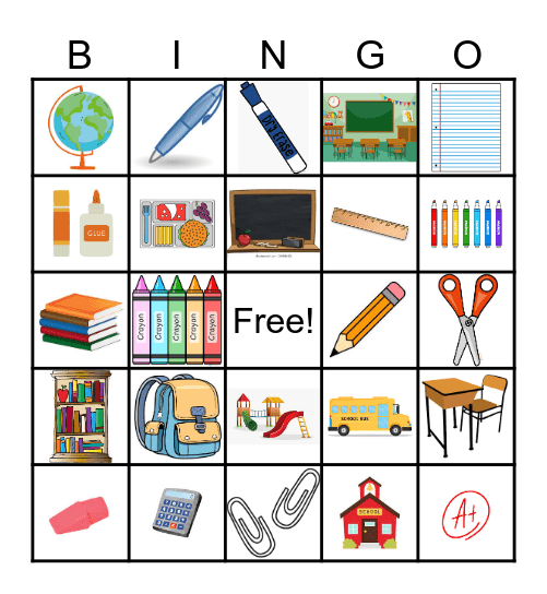 Back to School Bingo Card