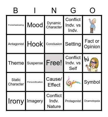 English Terms Bingo Card