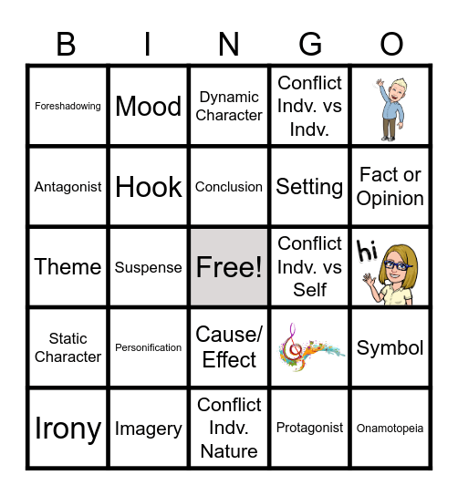 English Terms Bingo Card