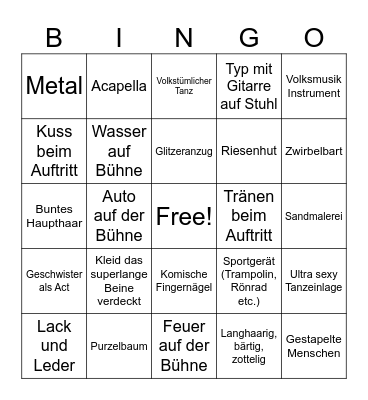 ESC 2024 Bingo Card