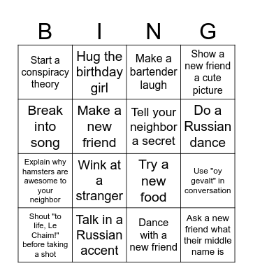 Your Secret Mission Bingo Card
