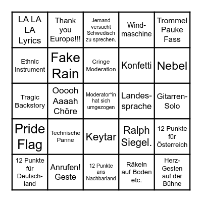 ESC Bingo 2024 Bingo Card