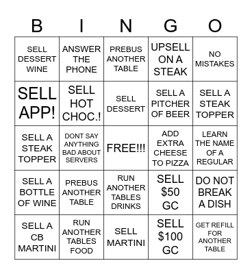 SERVER BINGO Card