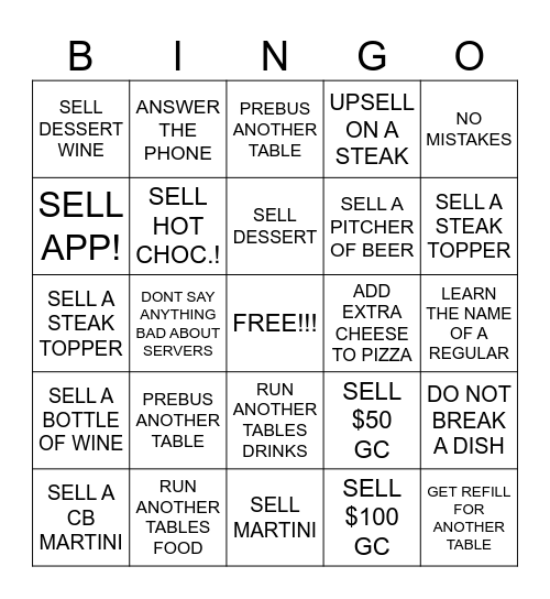 SERVER BINGO Card