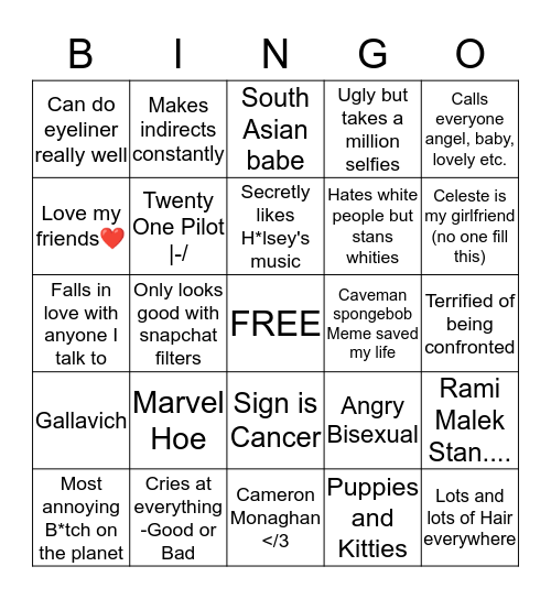 @rawmemalek BINGO! Bingo Card