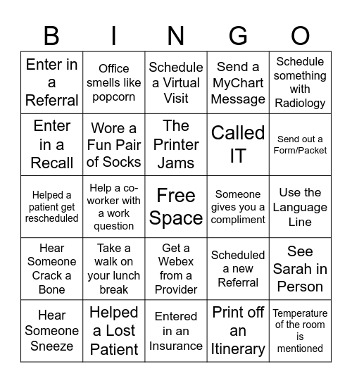 Work Bingo Card Bingo Card