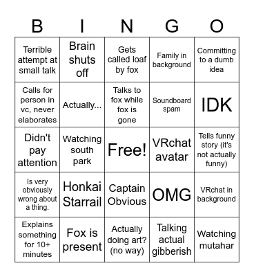 Chillo in vc Bingo Card