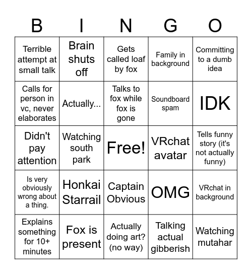 Chillo in vc Bingo Card