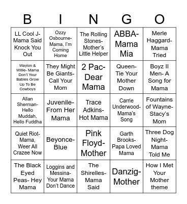 Radio Bingo Mother's Day Bingo Card