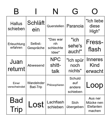 LSD Bingo Card
