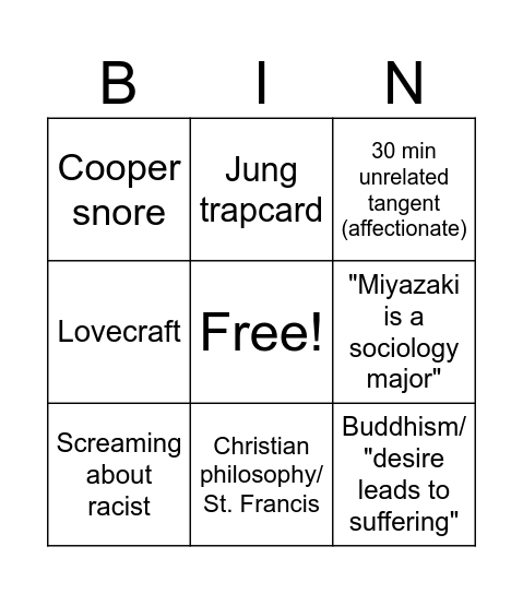 Quelaag's Stream Bingo Card