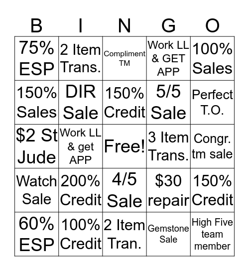 6/8-6/16 Bingo Card