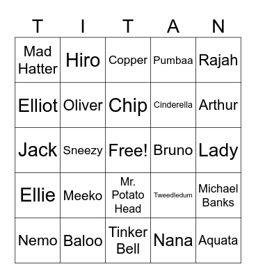 ECTA DISNEY BINGO Card